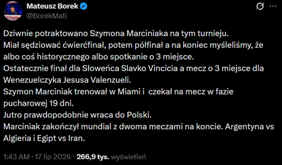 Tak Mateusz Borek SKOMENTOWAŁ POTRAKTOWANIE Szymona Marciniaka przez FIFA!